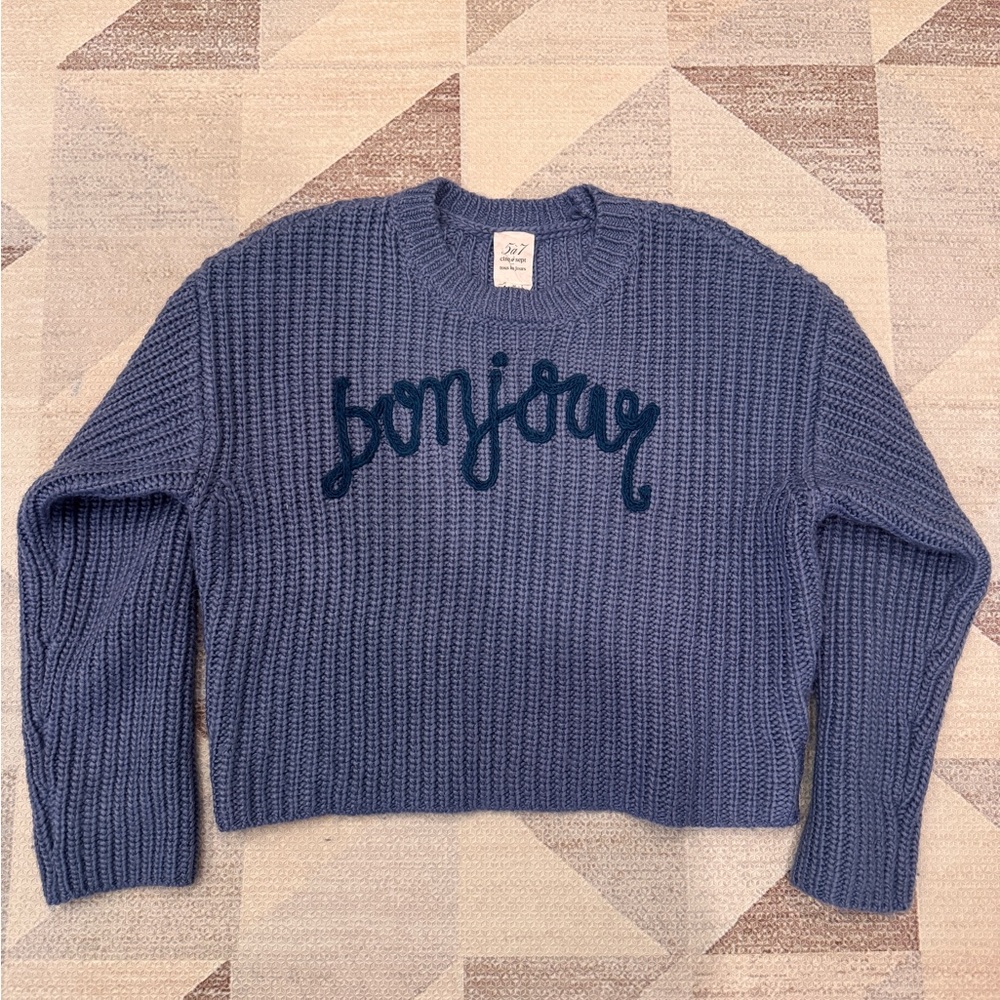 Cinq a Sept Bonjour Blue Sweater